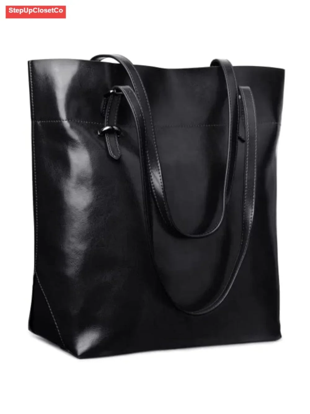 Vintage Genuine Leather Tote Shoulder Bag Large Capacity Top Zipper